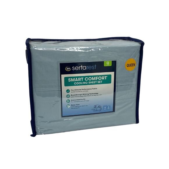 Serta Perfect Sleeper Premium Microfiber Sheet Set Light Blue Queen NEW - Picture 9 of 9